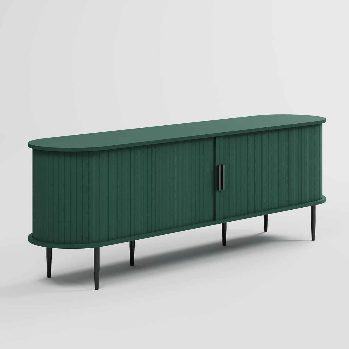 HLR 63" Green TV Stand for 75" TV, Wood Entertainment Center with 2 Sliding Tambour Doors Storage, Mid-Century
