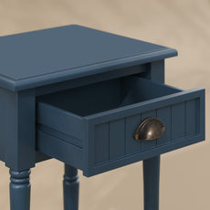 HLR 26"H Modern Nightstand with Drawer, Minimal Assembly Wood End Table for Bedroom, Blue