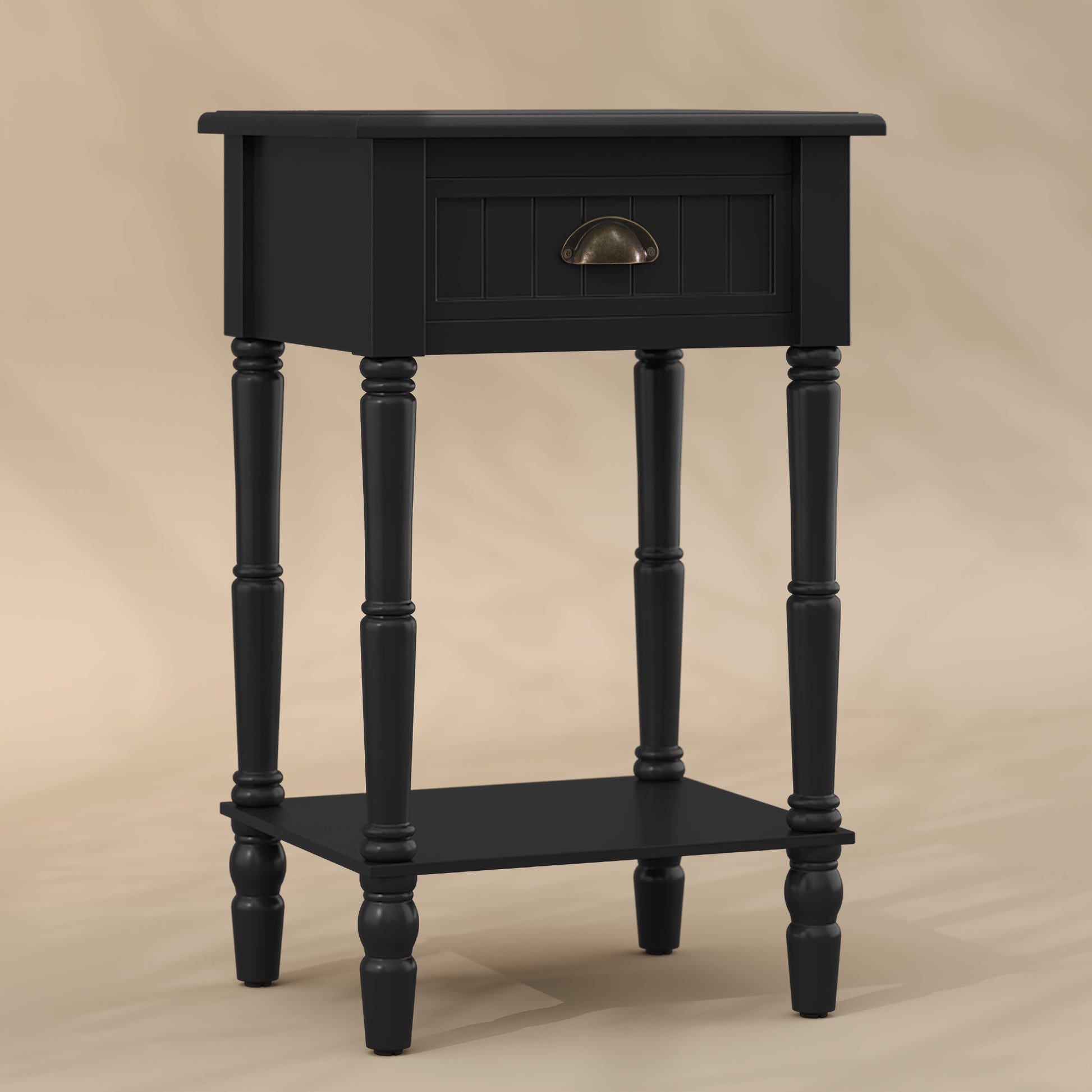 HLR 26"H Modern Nightstands Set of 2 with Drawers, Minimal Assembly Wood End Table for Bedroom, Black