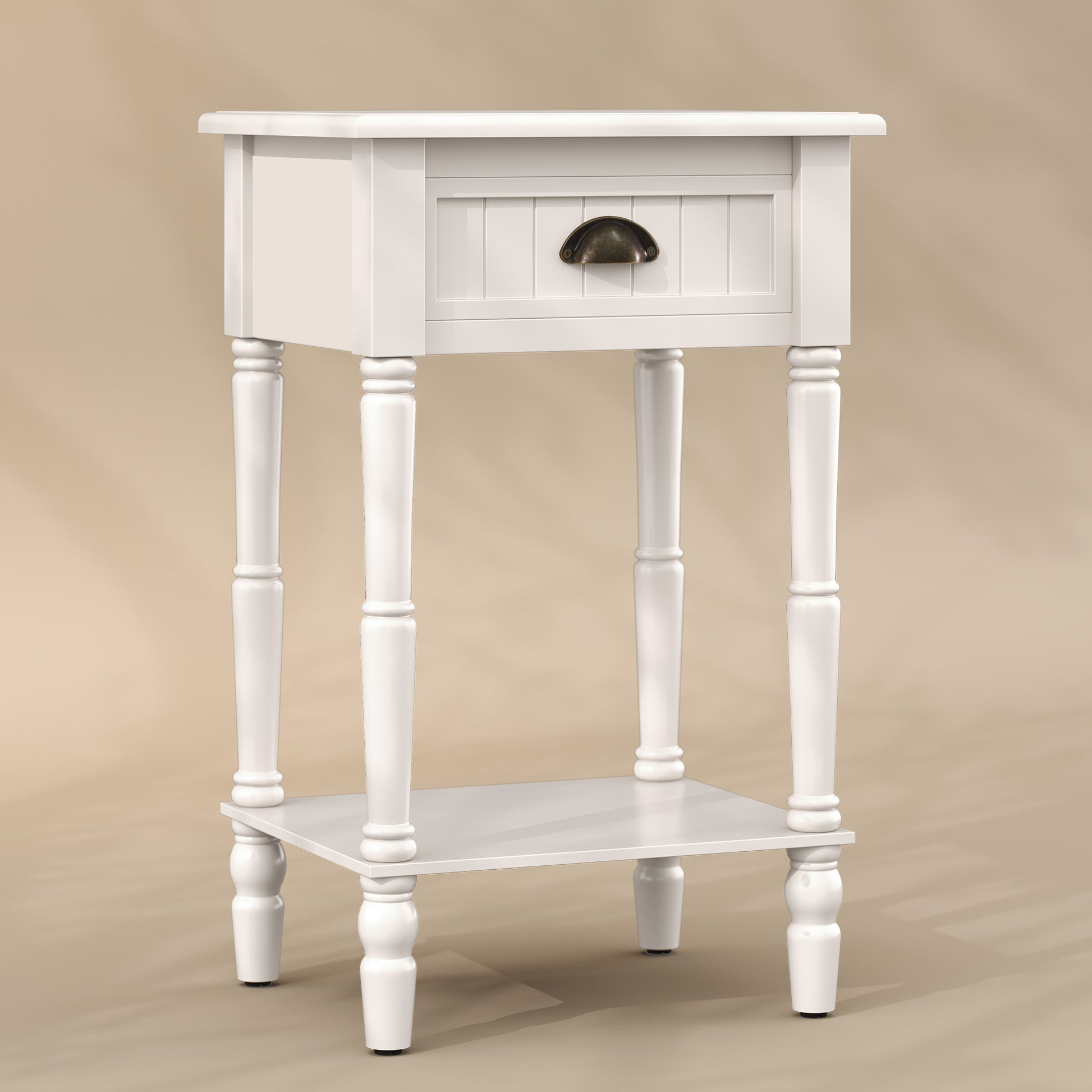 HLR 26"H Modern Nightstand with Drawer, Minimal Assembly Wood End Table for Bedroom, White