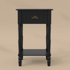 HLR 26"H Modern Nightstand with Drawer, Minimal Assembly Wood End Table for Bedroom，Black