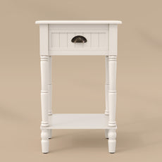 HLR 26"H Modern Nightstand with Drawer, Minimal Assembly Wood End Table for Bedroom, White