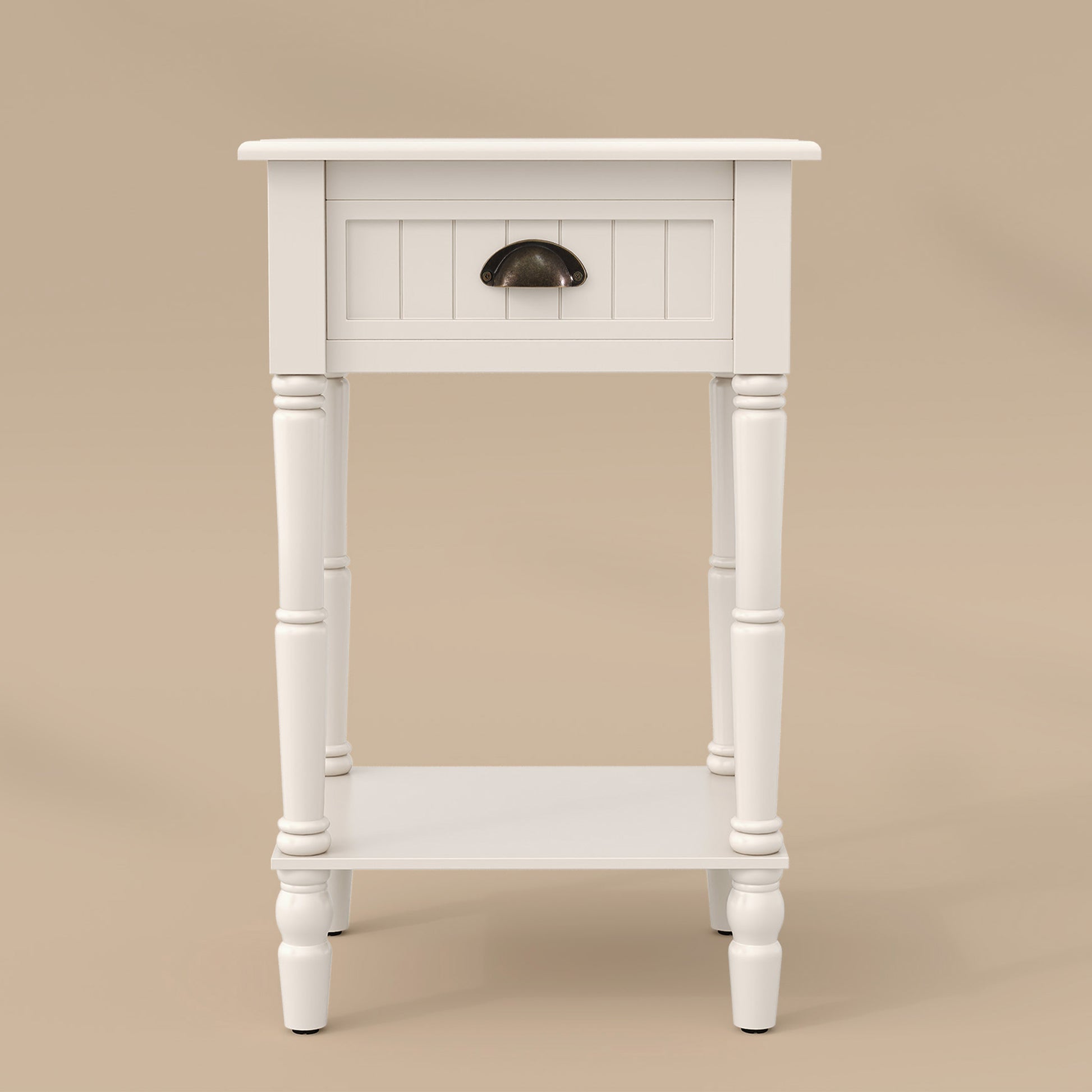 HLR 26"H Modern Nightstand with Drawer, Minimal Assembly Wood End Table for Bedroom, White