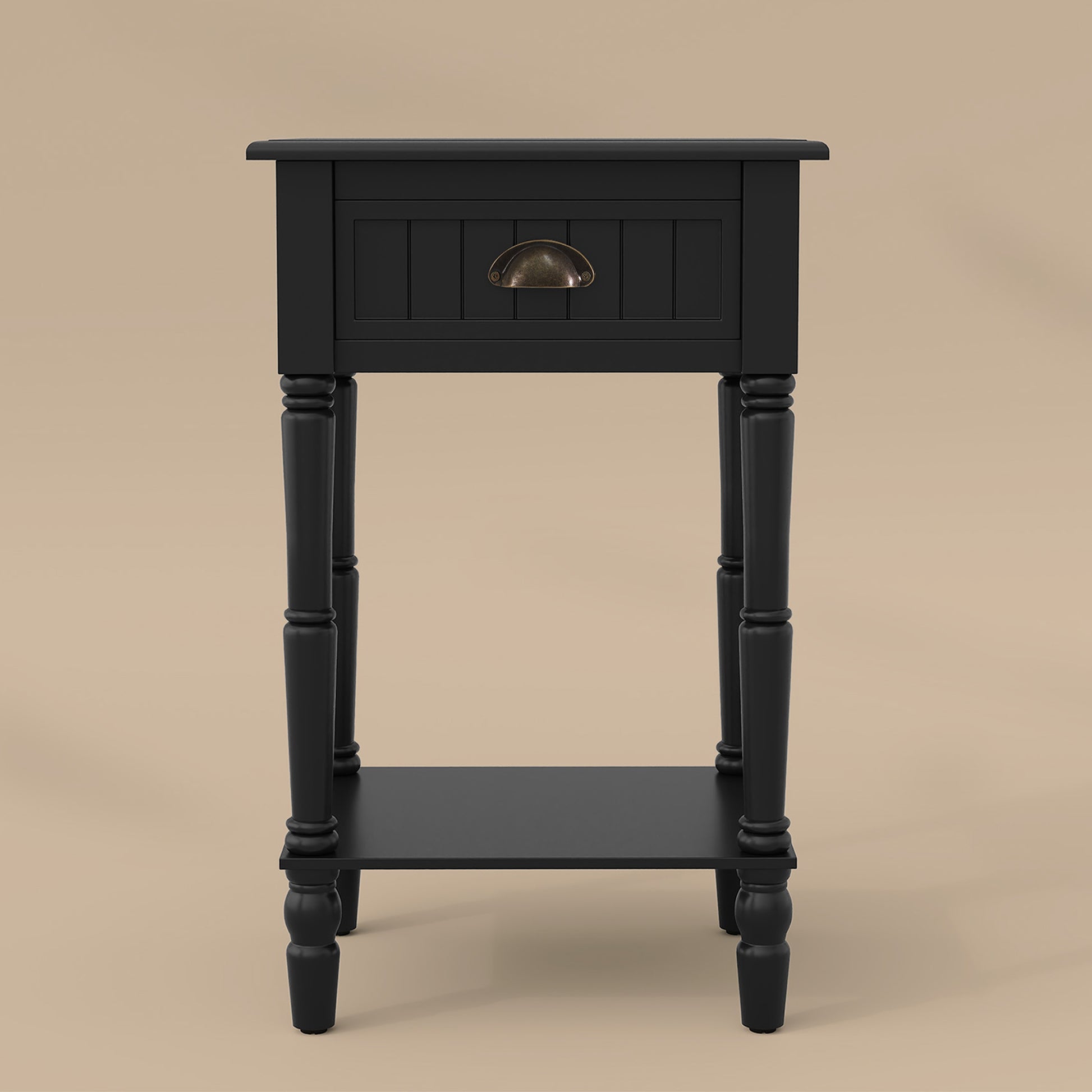 HLR 26"H Modern Nightstands Set of 2 with Drawers, Minimal Assembly Wood End Table for Bedroom, Black