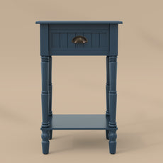 HLR 26"H Modern Nightstand with Drawer, Minimal Assembly Wood End Table for Bedroom, Blue