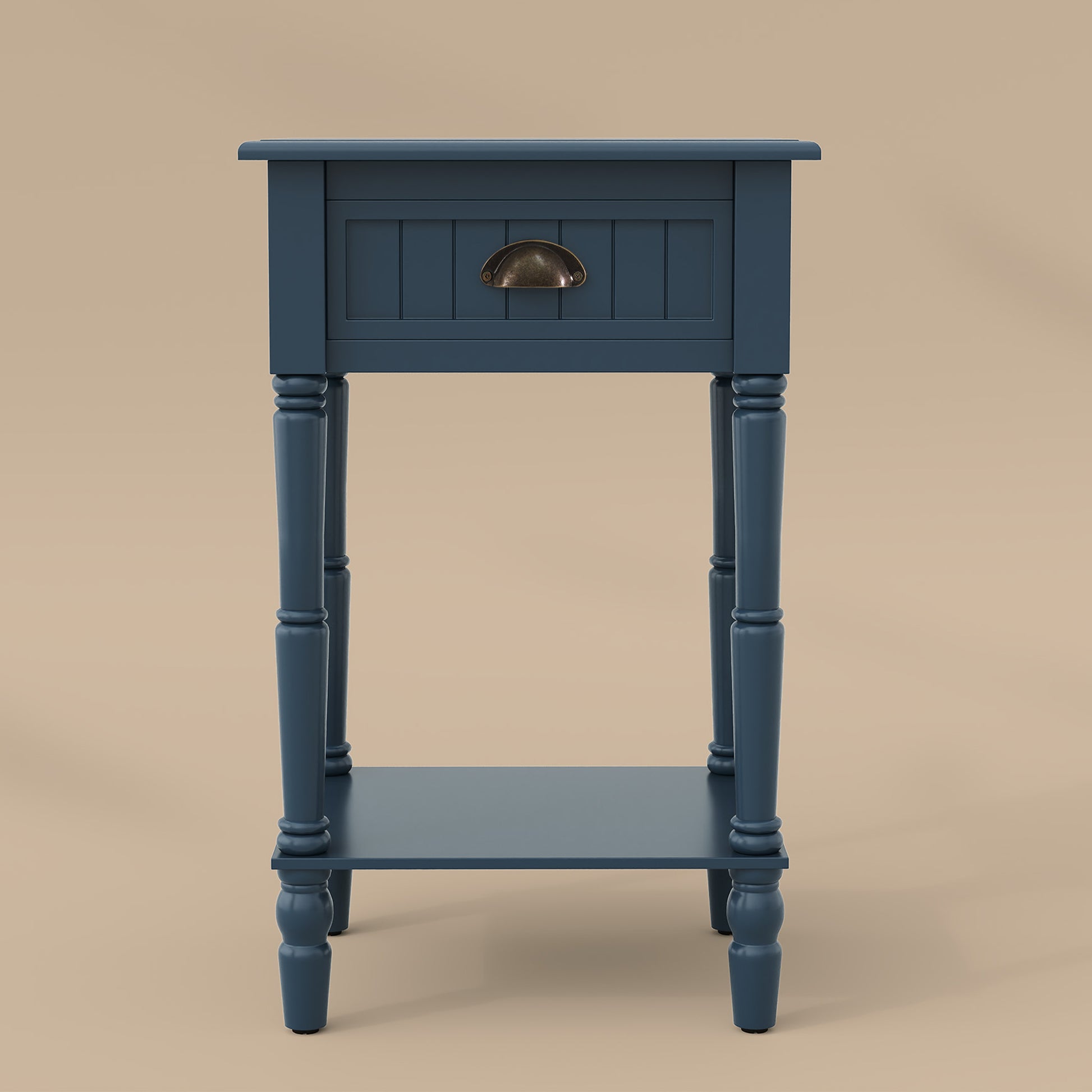HLR 26"H Modern Nightstands Set of 2 with Drawers, Minimal Assembly Wood End Table for Bedroom, Blue
