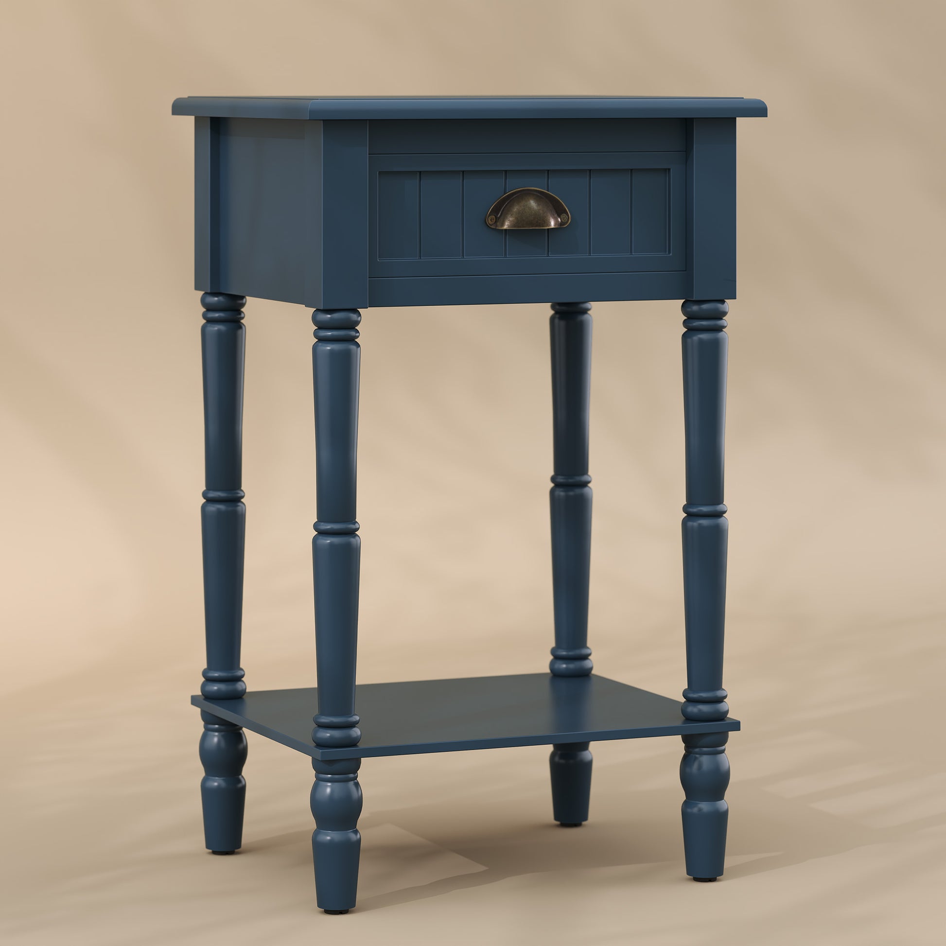 HLR 26"H Modern Nightstands Set of 2 with Drawers, Minimal Assembly Wood End Table for Bedroom, Blue