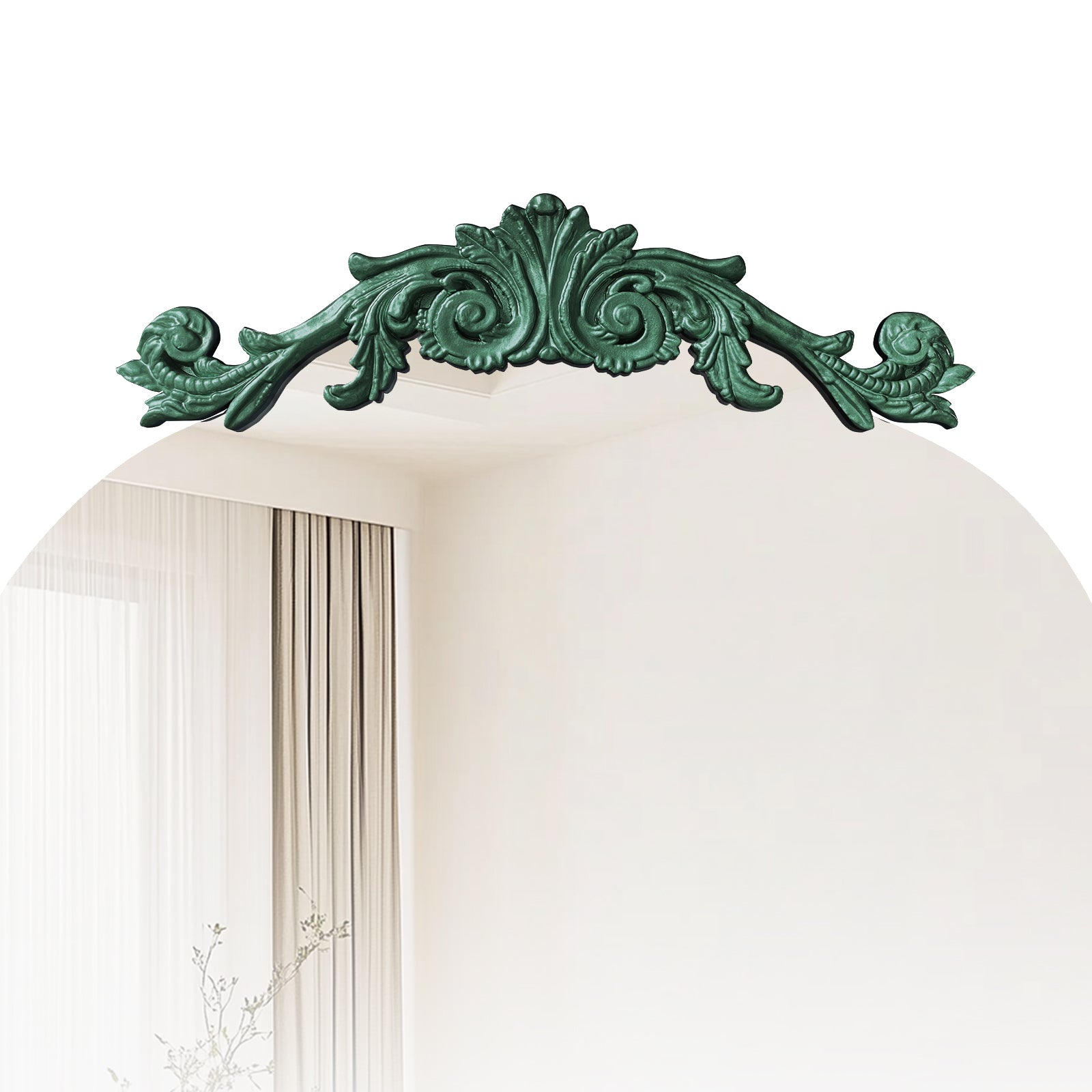 CBJCBJ Retro Carved Frameless Full-Length Mirror, High-Definition Explosion-Proof Bedroom Dressing Mirror,Green