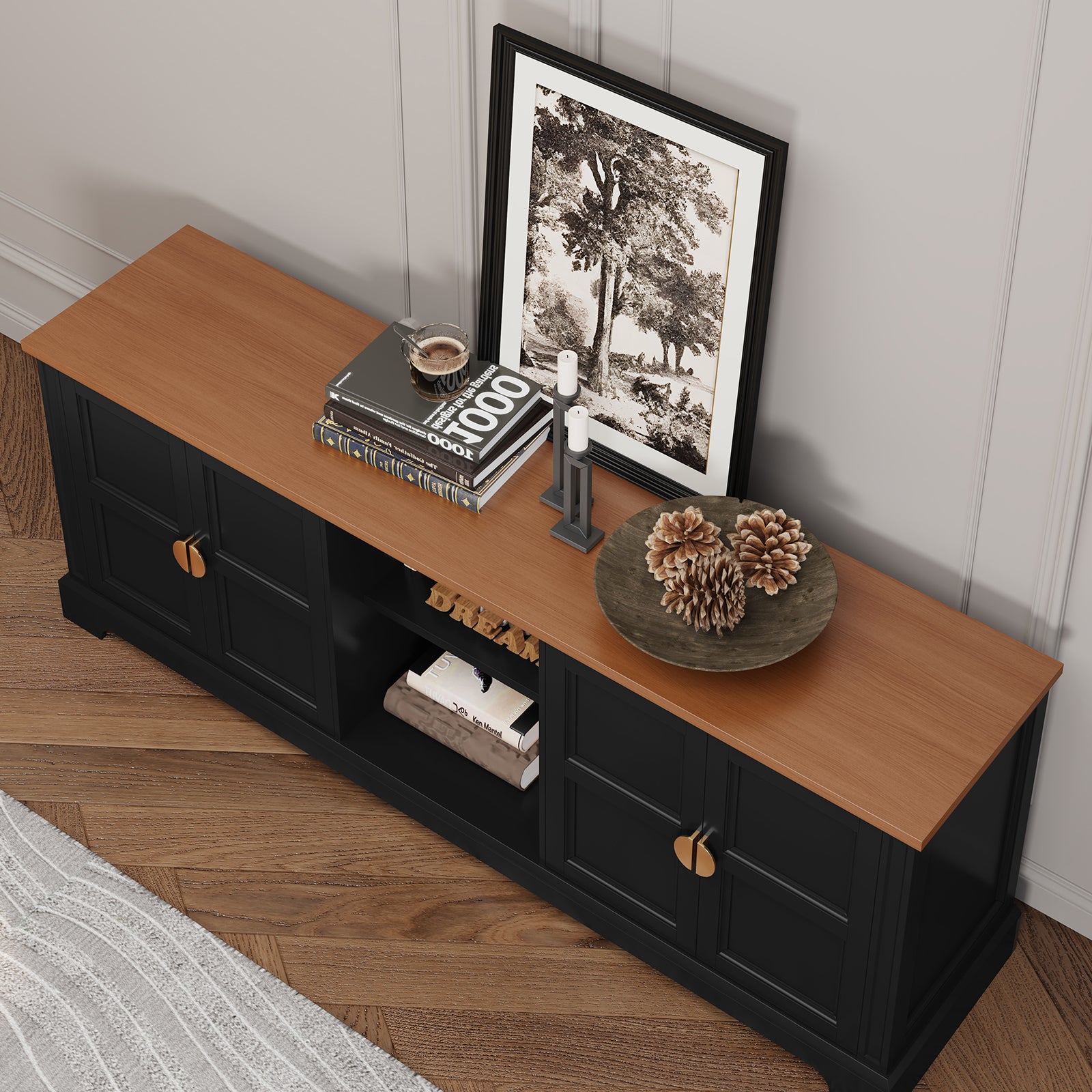 CBJCBJ Mid Century 67" TV Stand for TVs up to 75", Entertainment Center with Storage for Living Room