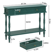 CBJCBJ Minimal Assembly Console Table, Entryway Table with 2 Drawers and Open Shelf, for Living Room, Green