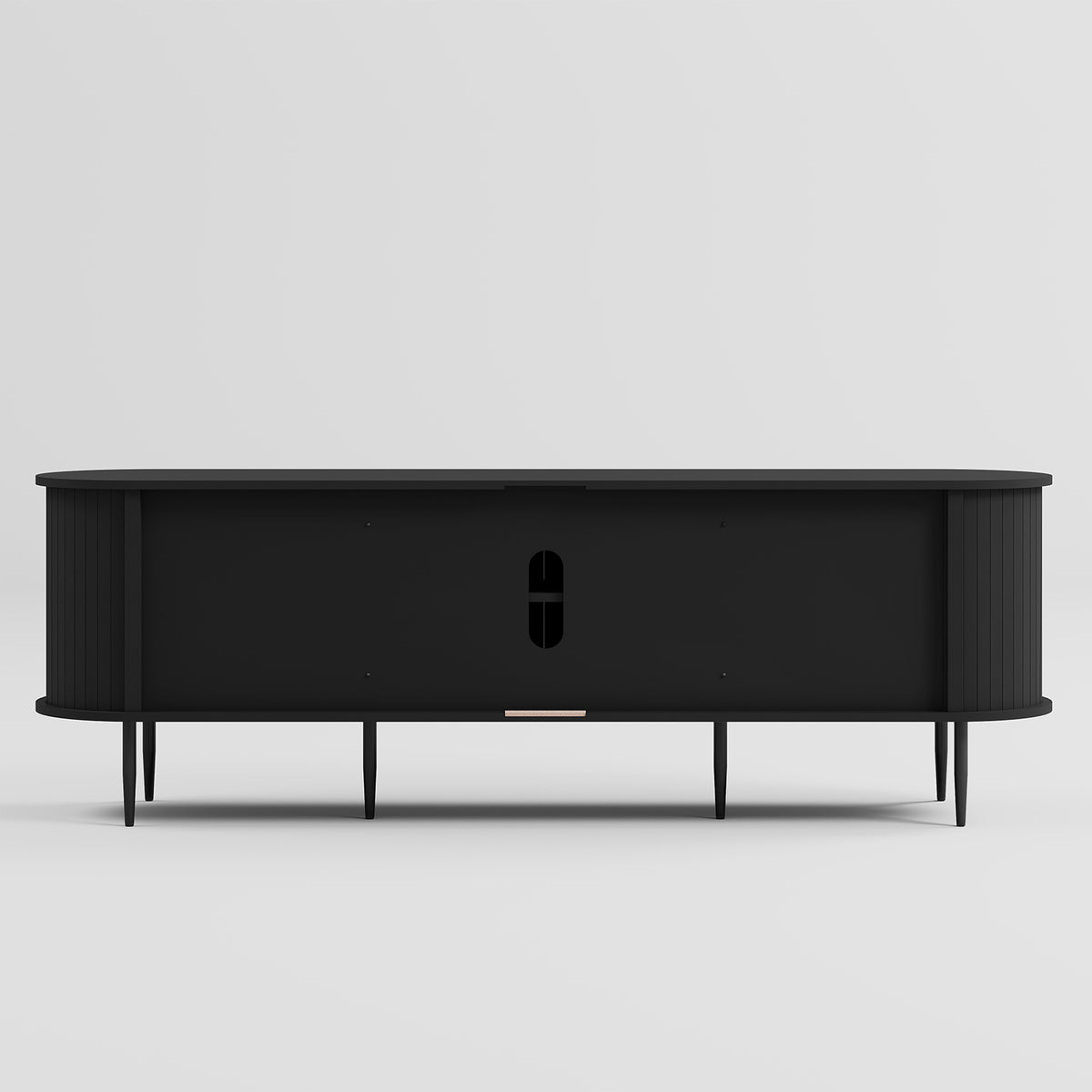 HLR 63" Black TV Stand for 75" TV, Wood Entertainment Center with 2 Sliding Tambour Doors Storage, Mid-Century