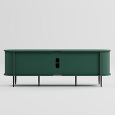 HLR 63" Green TV Stand for 75" TV, Wood Entertainment Center with 2 Sliding Tambour Doors Storage, Mid-Century