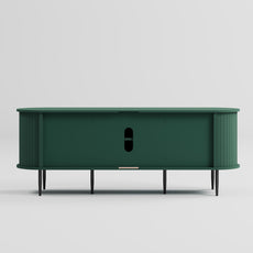 HLR 55" Green TV Stand for 65" TV, Wood Entertainment Center with 2 Sliding Tambour Doors Storage, Mid-Century