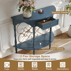 CBJCBJ Retro Console Table with Drawers, Assembled Entryway Storage Table, Accent Table for Hallway,Blue
