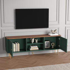 CBJCBJ Modern Fluted 67" TV Stand for 75inch TV with Storage, Entertainment Center for Living Room,Green