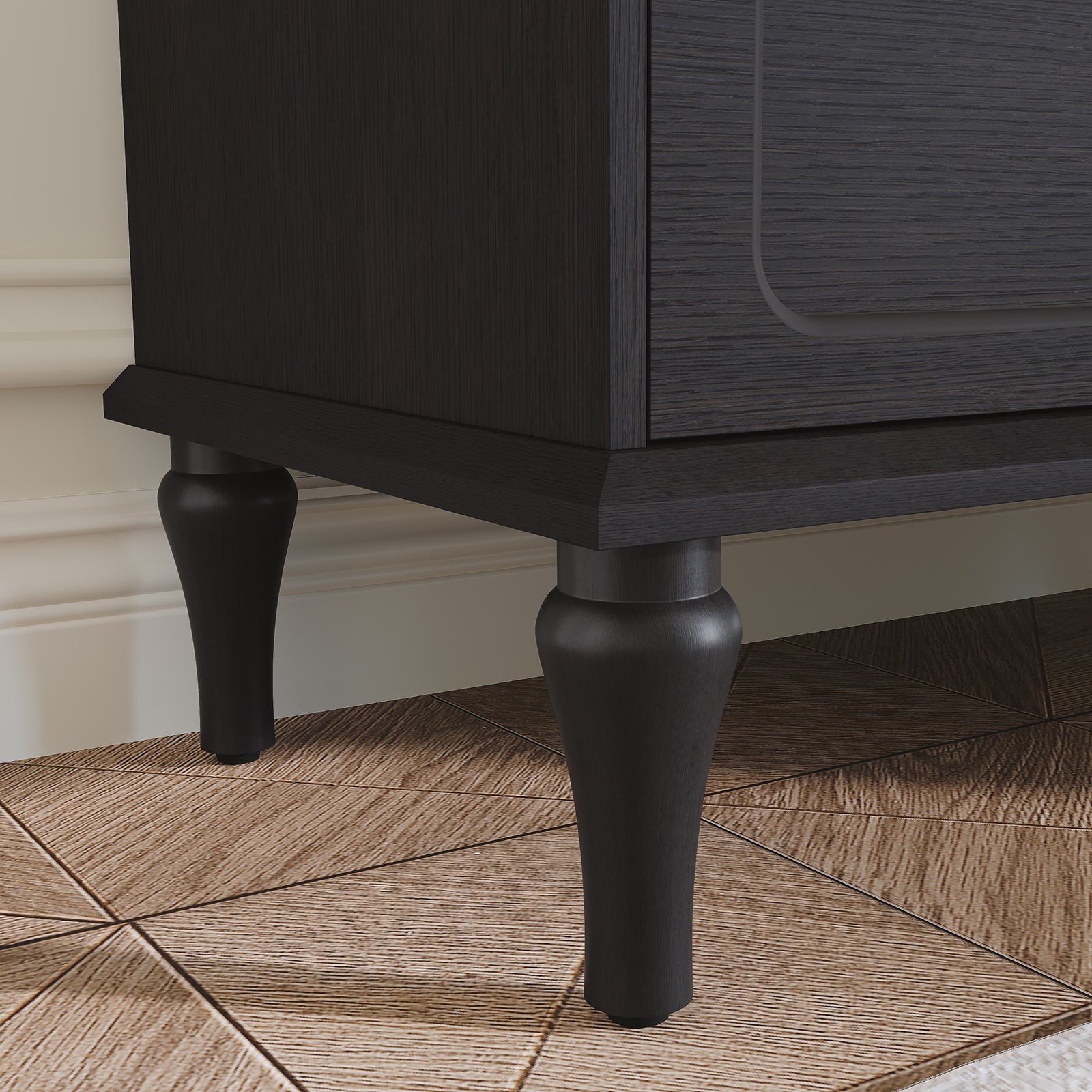 HLR 40" Mid-century 5 Drawer Dresser for Bedroom, Small Dressers & Chest of Drawers, Black