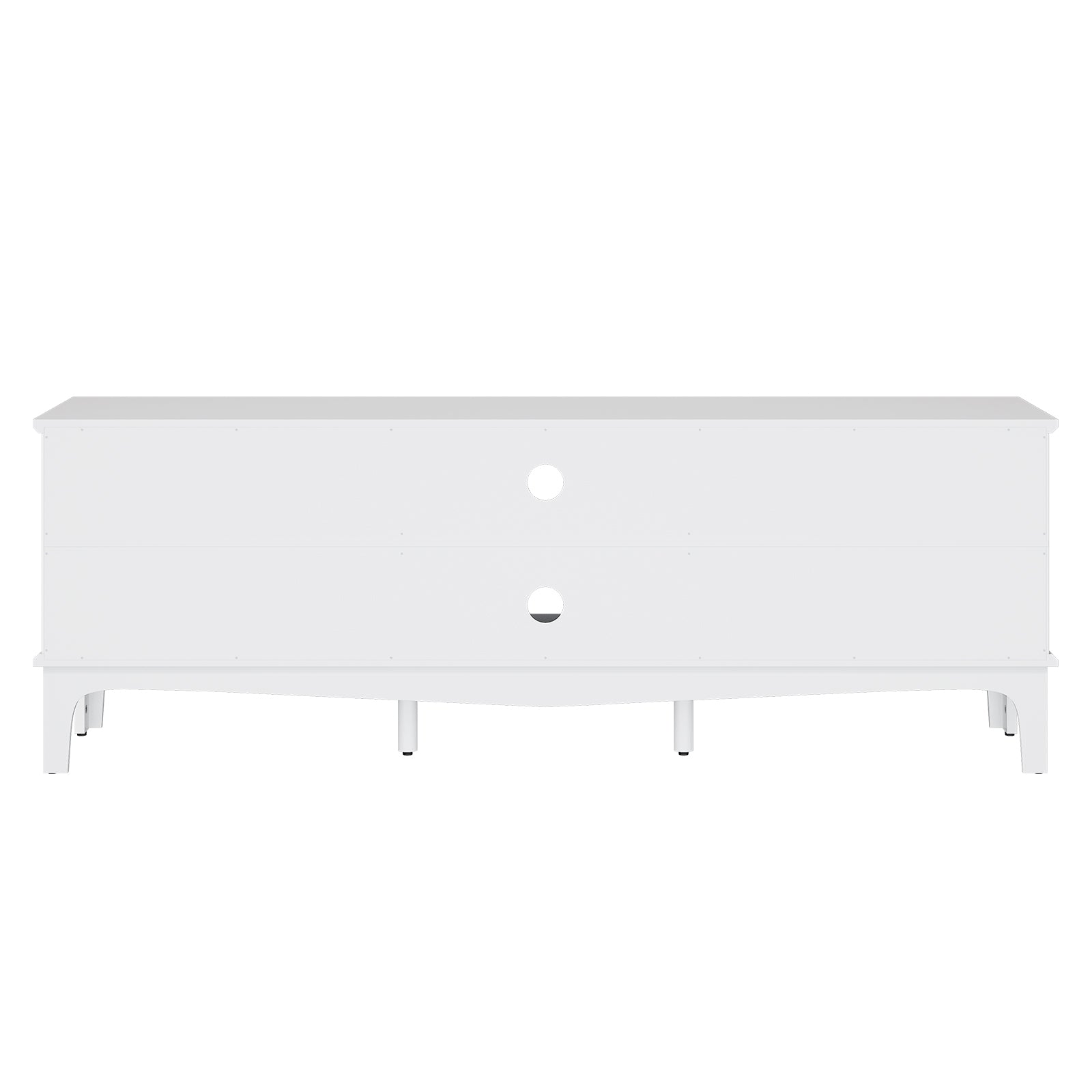 HLR Modern 67" TV Stand, for TVs up to 75", Entertainment Center with Curved Base for Living Room, White
