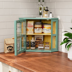 HLR Double Layer Bamboo Bread Box for Kitchen Counter, Large Capacity Bread Storage Bin with Acrylic Door, Green