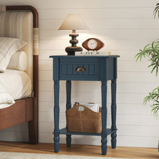 CBJCBJ 26.8"H Retro Nightstands Set of 2, Side Table with Drawers and Open Shelves, for Bedrooms and Sofas,Blue