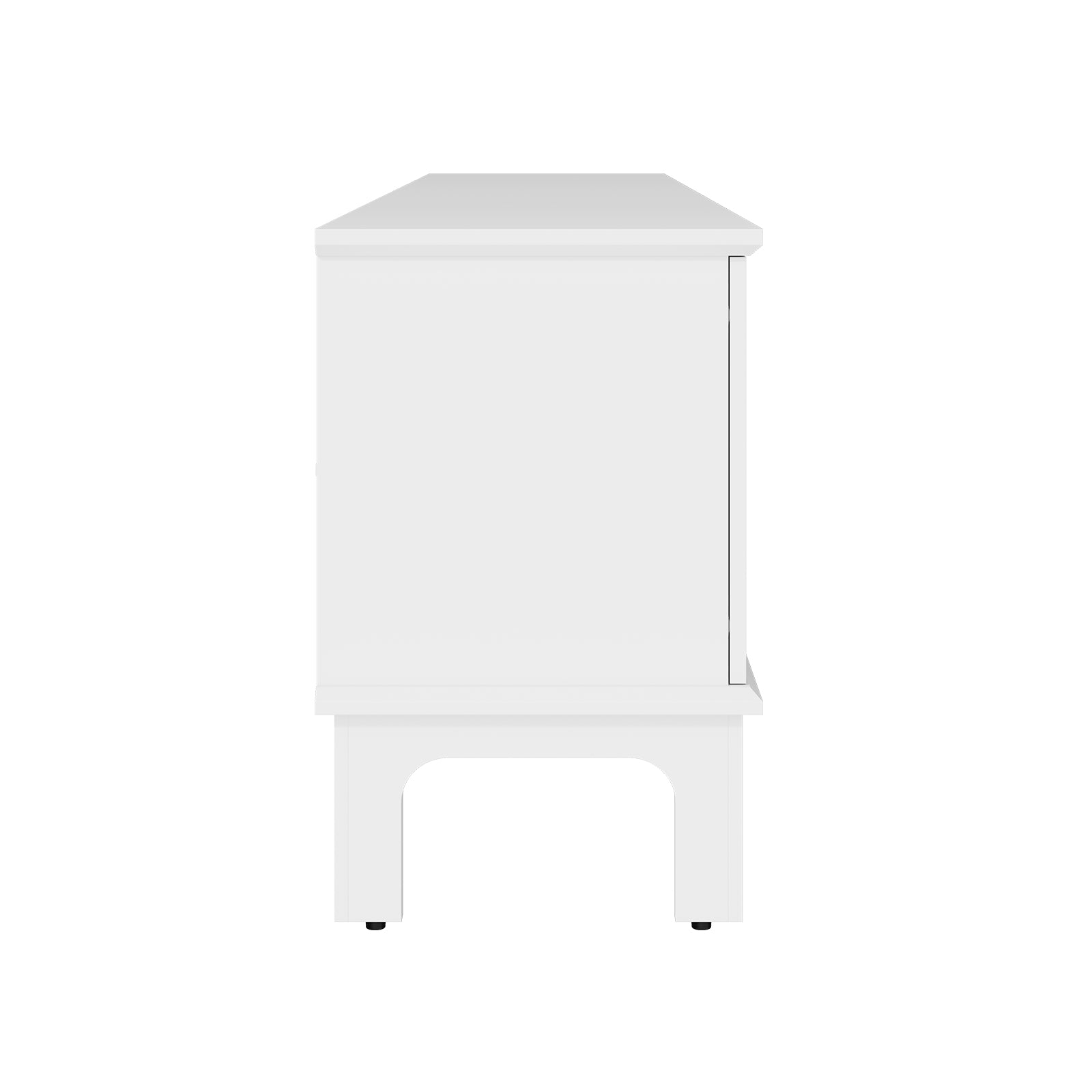 HLR Modern 67" TV Stand, for TVs up to 75", Entertainment Center with Curved Base for Living Room, White