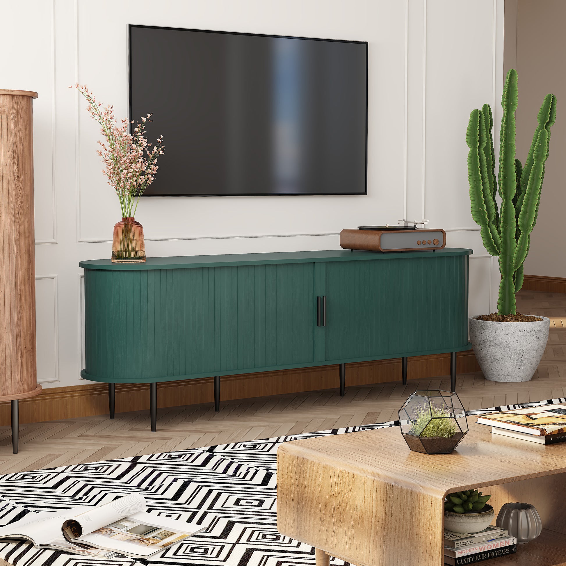 HLR® 70" TV Stand with Tambour Door for TVs up to 80"