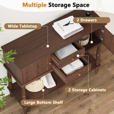 HLR Modern 42.1" Consoles Table, Entryway Table with Storage Shelf Quick Assembly for Living Room, Brown