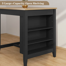 HLR Farmhouse Black Dining Table for 2 with Seasoning Rack, Kitchen Dining Room Table for Small Space(Apartment)