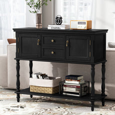 HLR 42" Farmhouse Modern Console Table, Entryway Table with Storage Shelf for Living Room, Black