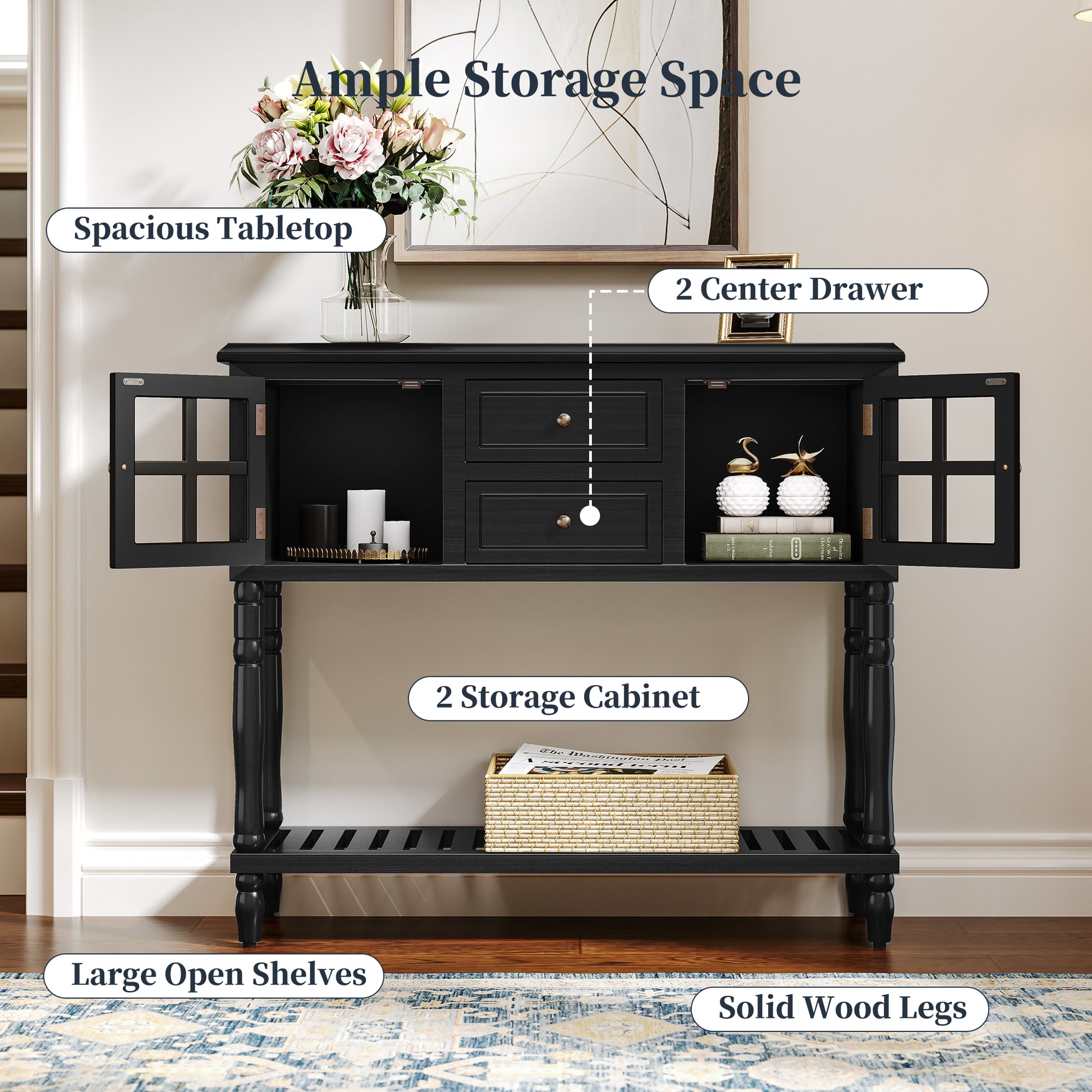 HLR 42" Console Table for Entryway with 2 Drawers