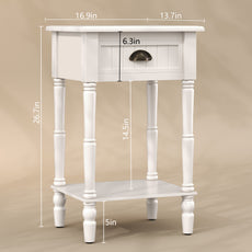 HLR 26"H Modern Nightstands Set of 2 with Drawers, Minimal Assembly Wood End Table for Bedroom, White