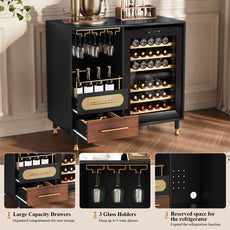 CBJCBJ Modern Wine Bar Cabinet with Ice Bar, Coffee Bar for Dining Room (No Refrigerator Included),Black