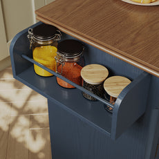 HLR Small Kitchen Islands Table with Storage, Rolling Wood Microwave Cart on Wheels for Dining Room, Blue