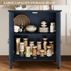 HLR 31.5'' Large Sideboard Buffet Cabinet with Storage, 2 Doors Modern Credenza Table for Living Room, Navy Blue