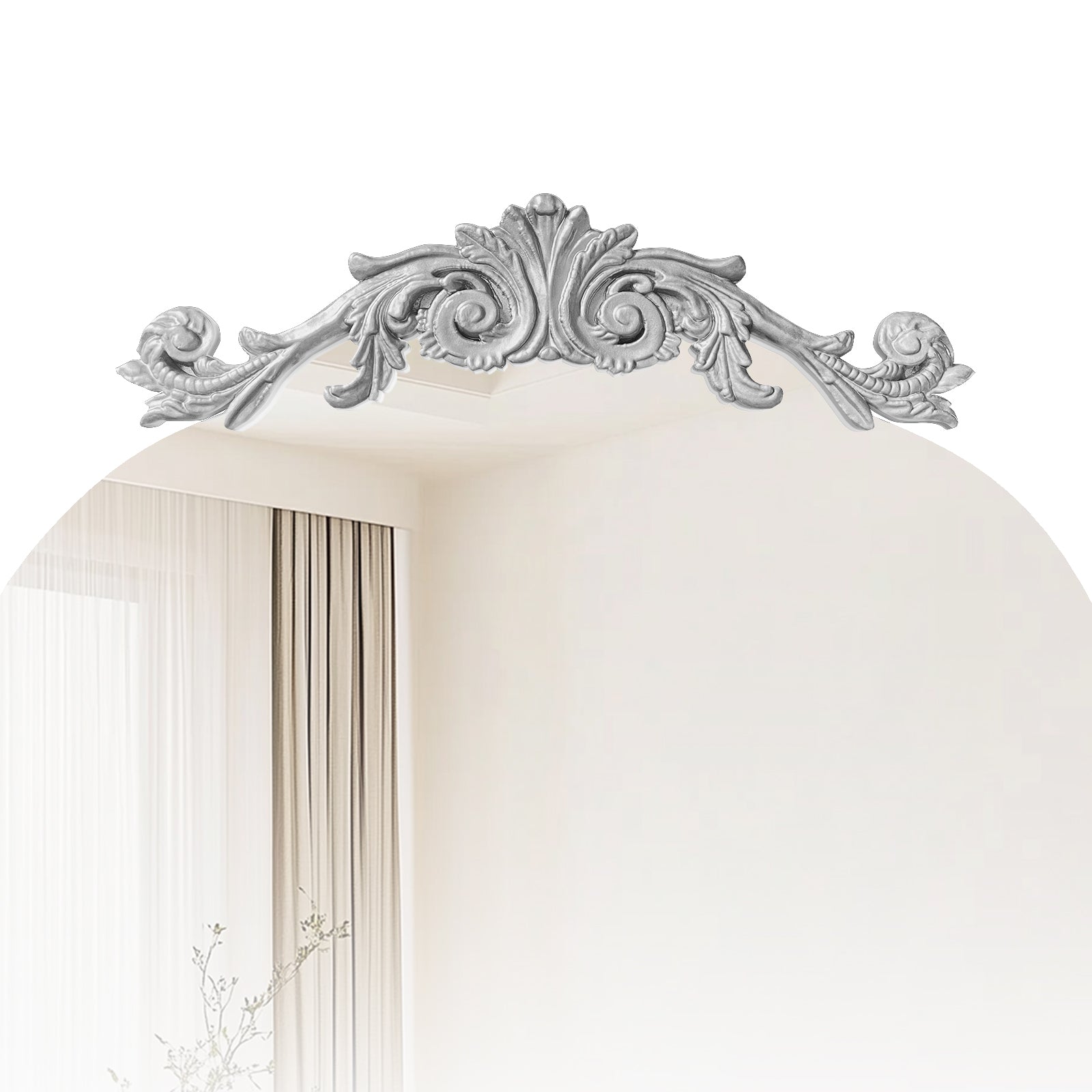 CBJCBJ Retro Carved Frameless Full-Length Mirror, High-Definition Explosion-Proof Bedroom Dressing Mirror,Silver