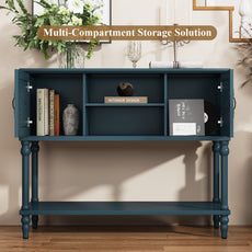CBJCBJ 42'' Modern Retro Console Table, Entryway Table with Open Storage Shelf , for Living Room,Blue
