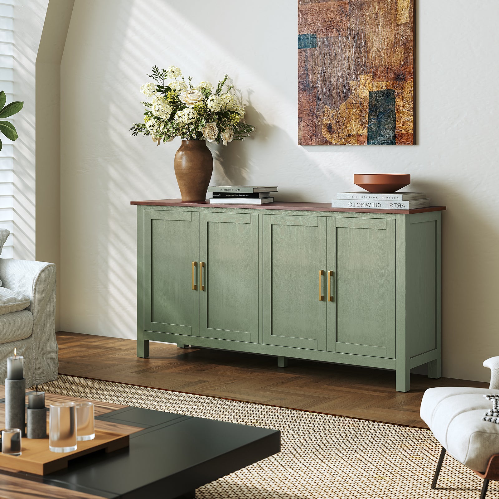 HLR® Large Sideboard Buffet Cabinet with Storage, 59.4" Modern Coffee Bar Cabinet for Dining Room