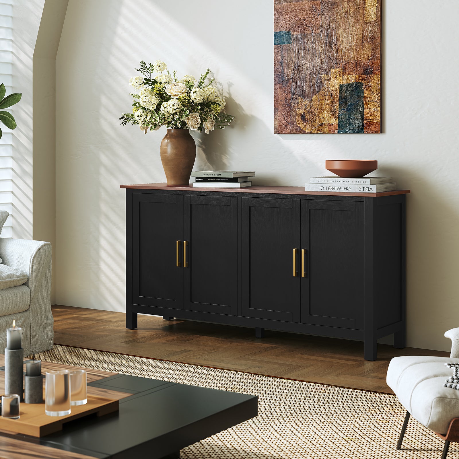 HLR® Large Sideboard Buffet Cabinet with Storage, 59.4" Modern Coffee Bar Cabinet for Dining Room