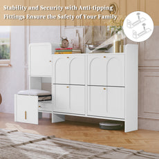HLR® Modern Large Shoe Cabinet with 4 Flip Drawers