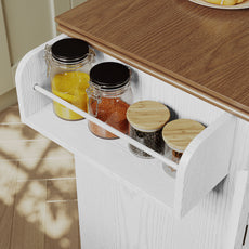 HLR Small Kitchen Islands Table with Storage, Rolling Wood Microwave Cart on Wheels for Dining Room, White