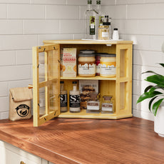 HLR Double Layer Bamboo Bread Box for Kitchen Counter, Large Capacity Bread Storage Bin with Acrylic Door,Brown