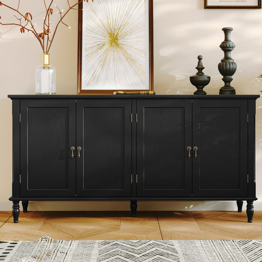 CBJCBJ 58" Retro Sideboard Buffet Cabinet with Storage, Accent Cabinet for Kitchen, Living Room,Black