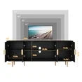 CBJCBJ 66" TV up to 75" Stand for Living Room, Entertainment Center with Glass Storage Cabinet