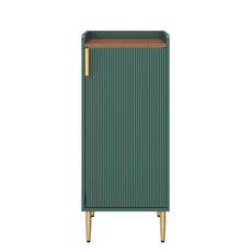 HLR 38" Modern Wine Bar Cabinet with Door Storage, Wood Credenza Buffet Cabinet with Wine Glass Rack, Green