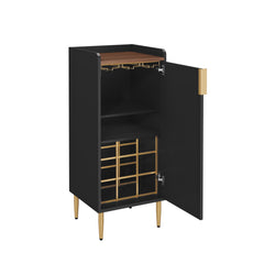 CBJCBJ Modern Wine Storage Cabinet with Rack & Adjustable shelves Coffee Bar for Kitchen, Dining Room, Apartment, Black