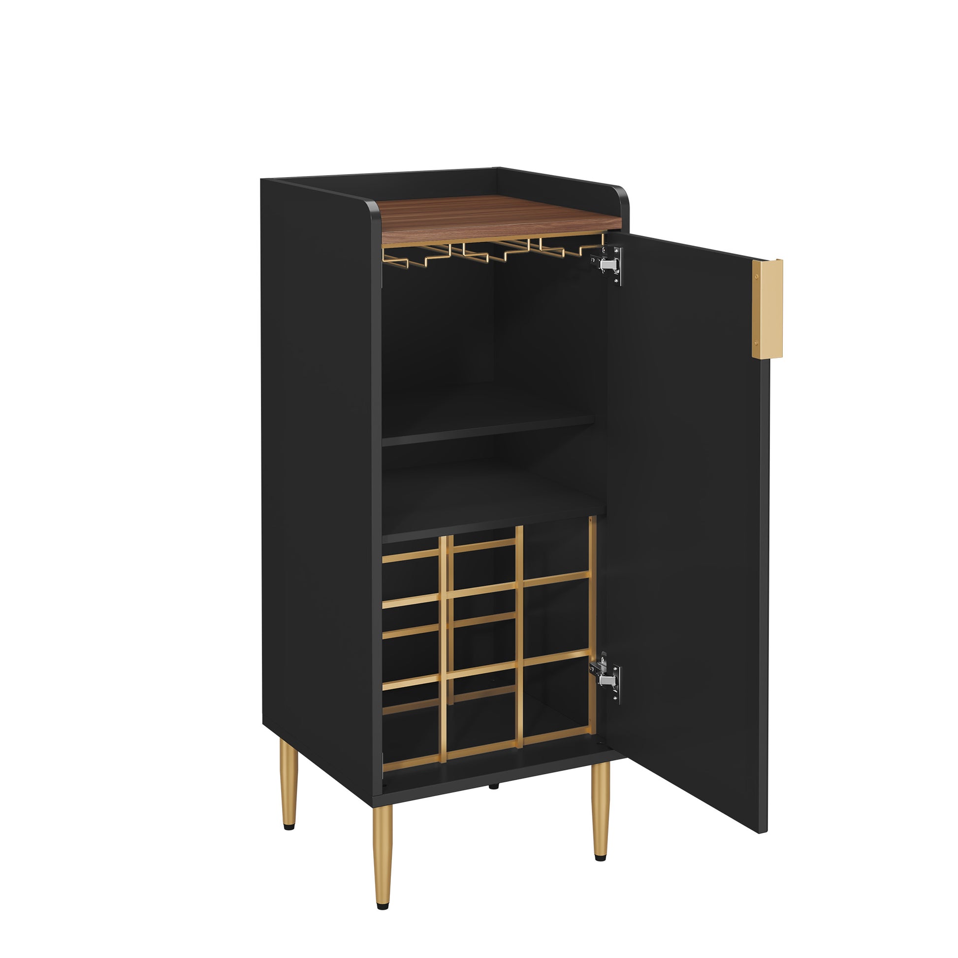 CBJCBJ Modern Wine Storage Cabinet with Rack & Adjustable shelves Coffee Bar for Kitchen, Dining Room, Apartment, Black
