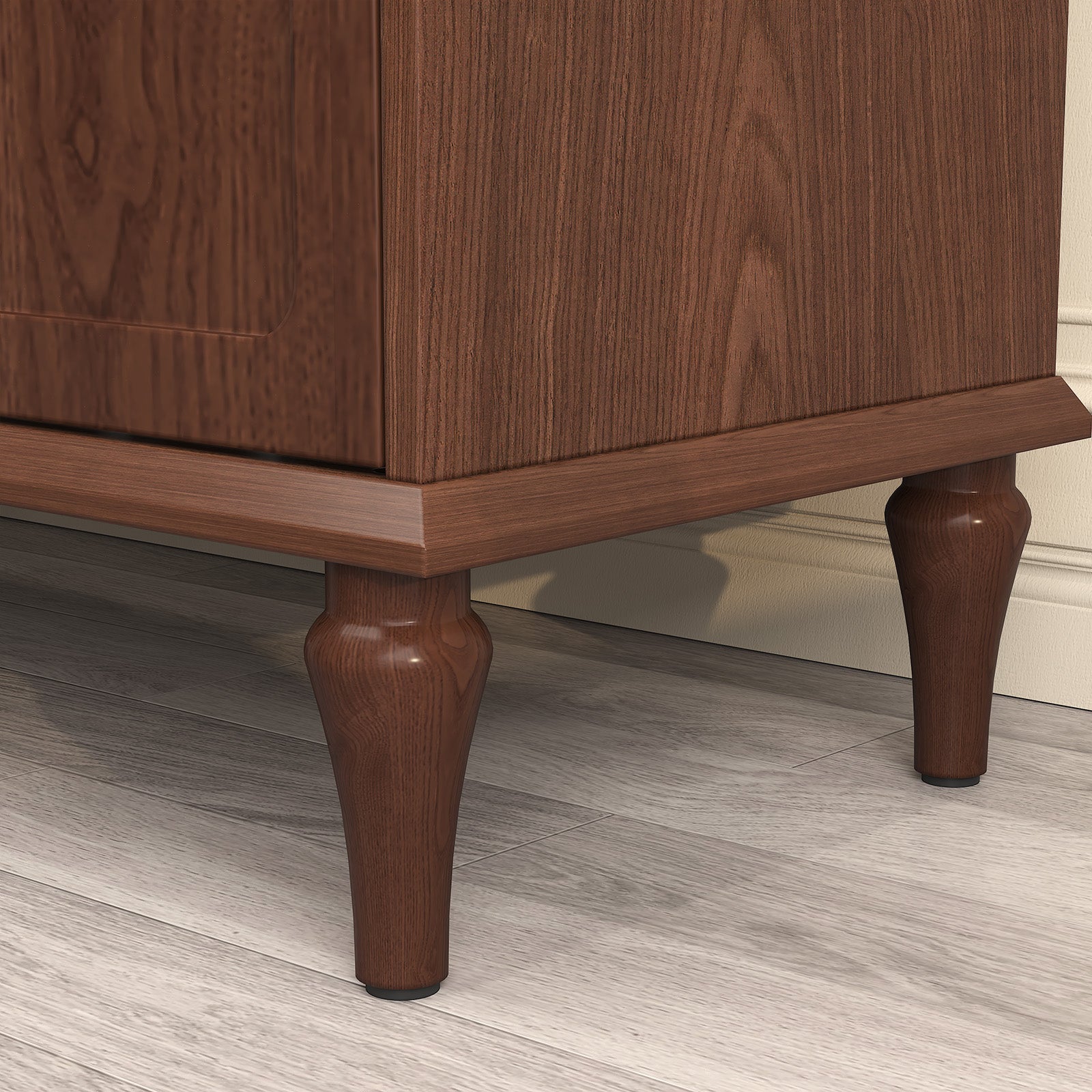 HLR Mid Century 58" Wood 4 Door Sideboard Buffet Cabinet with Storage for Living Dining (Brown)