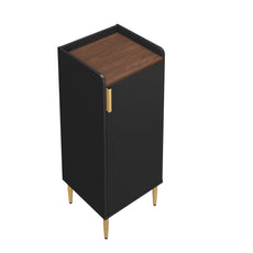 HLR 38" Modern Wine Bar Cabinet with Door Storage, Wood Credenza Buffet Cabinet with Wine Glass Rack, Black