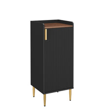 HLR 38" Modern Wine Bar Cabinet with Door Storage, Wood Credenza Buffet Cabinet with Wine Glass Rack, Black