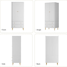 HLR® Armoire Wardrobe Closet with 2 Doors and 2 Drawers, 71'' Tall Modern Wardrobe Storage Cabinet