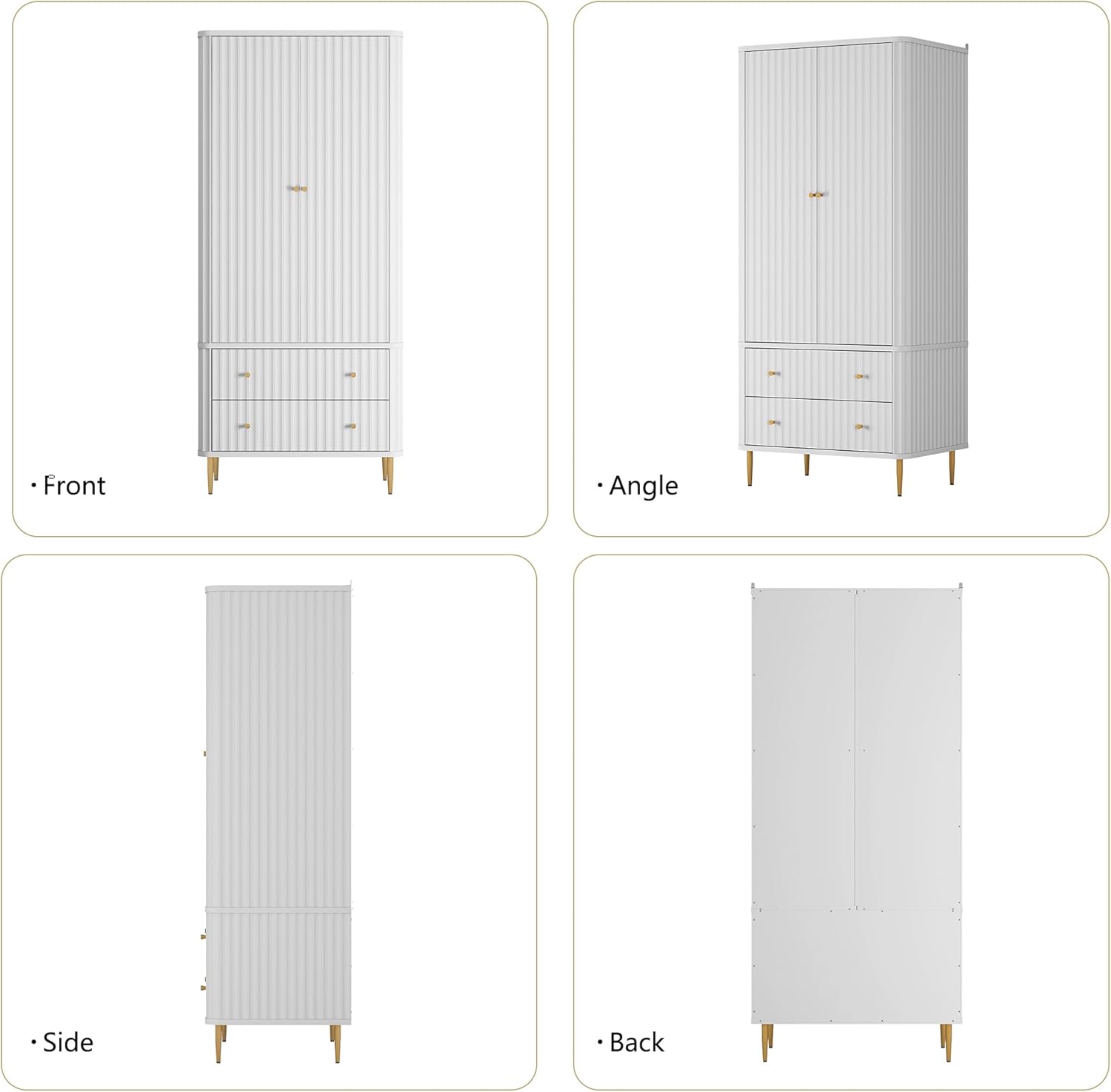 HLR® Armoire Wardrobe Closet with 2 Doors and 2 Drawers, 71'' Tall Modern Wardrobe Storage Cabinet